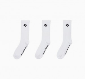 Converse 3-Pack Embroidered Crew Socks Białe | 896750-HVT