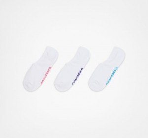 Converse 3-Pack Wordmark Cushion No-Show Socks Białe | 350986-ZQW