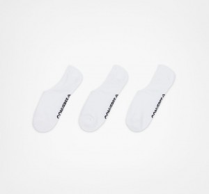 Converse 3-Pack Wordmark Ultra-Low Liner Socks Białe | 987135-RLM