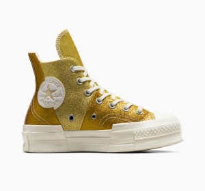 Converse Chuck 70 Plus Glitter Białe Ciemny Złote | 268734-JQA