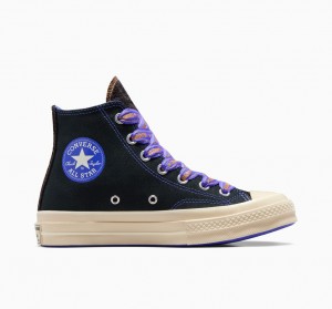 Converse Chuck 70 Ribbon Laces Czarne Niebieskie | 217680-BEV