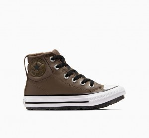 Converse Chuck Taylor All Star Berkshire Boot Skórzane Czarne Białe | 987240-YSK