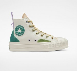 Converse Chuck Taylor All Star Lift Platformie Colorblock Overlay Egret / Oat Milk / Algae Coast | 708495-HOZ