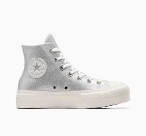 Converse Chuck Taylor All Star Lift Platformie Glitter Srebrne | 865372-DLN