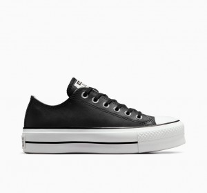 Converse Chuck Taylor All Star Lift Platformie Skórzane Czarne Czarne Białe | 235810-OXH