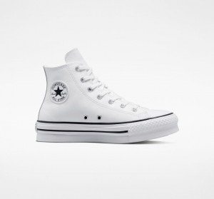 Converse Chuck Taylor All Star Lift Platformie Skórzane Białe Czarne | 274831-UBC