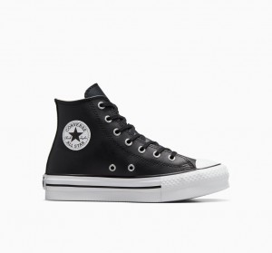 Converse Chuck Taylor All Star Lift Platformie Skórzane Czarne Białe | 012967-IJR