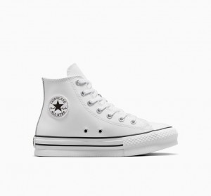 Converse Chuck Taylor All Star Lift Platformie Skórzane Białe Czarne | 807962-SHJ