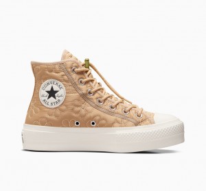 Converse Chuck Taylor All Star Lift Platformie Pikowana Khaki | 650437-BLR