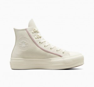 Converse Chuck Taylor All Star Lift Platformie Zamszowe Egret / Phantom Violet / Egret | 268510-RYG