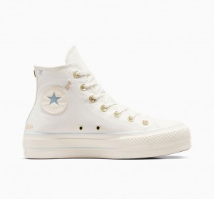 Converse Chuck Taylor All Star Lift Platformie Tiny Tattoos Białe Niebieskie | 872304-OYW