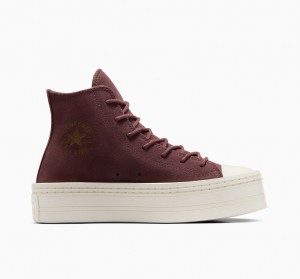 Converse Chuck Taylor All Star Modern Lift Platformie Zamszowe Brązowe | 081932-PLS