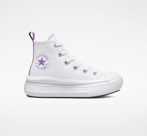 Converse Chuck Taylor All Star Move Platformie Białe Fioletowe Białe | 637410-IRN