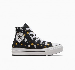 Converse Chuck Taylor All Star Platformie Lift Sparkle Czarne Srebrne Złote | 438012-FOP