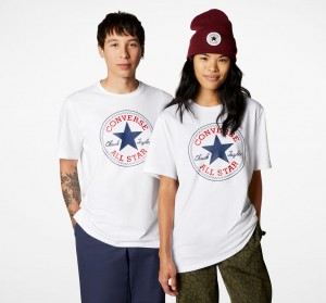 Converse Converse Go-To All Star Patch Standard-Fit T-Shirt Białe | 906312-XBR