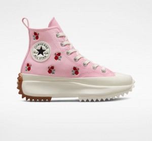 Converse Run Star Hike Platformie Embroidered Floral Różowe Czerwone | 759403-IPL