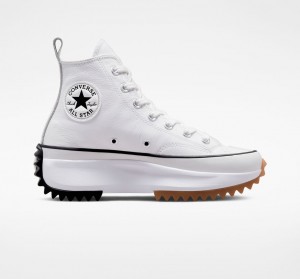 Converse Run Star Hike Platformie Foundational Skórzane Białe Czarne | 785490-XKS