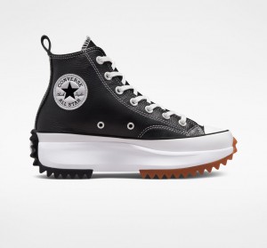 Converse Run Star Hike Platformie Foundational Skórzane Czarne Białe | 675392-QEL