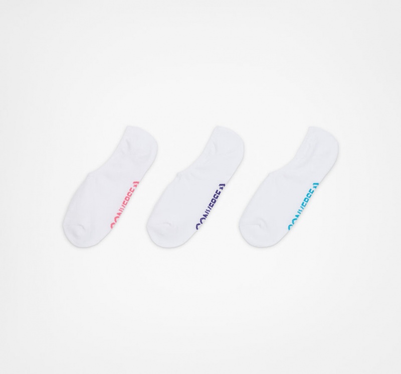 Converse 3-Pack Wordmark Cushion No-Show Socks Białe | 809523-FKS