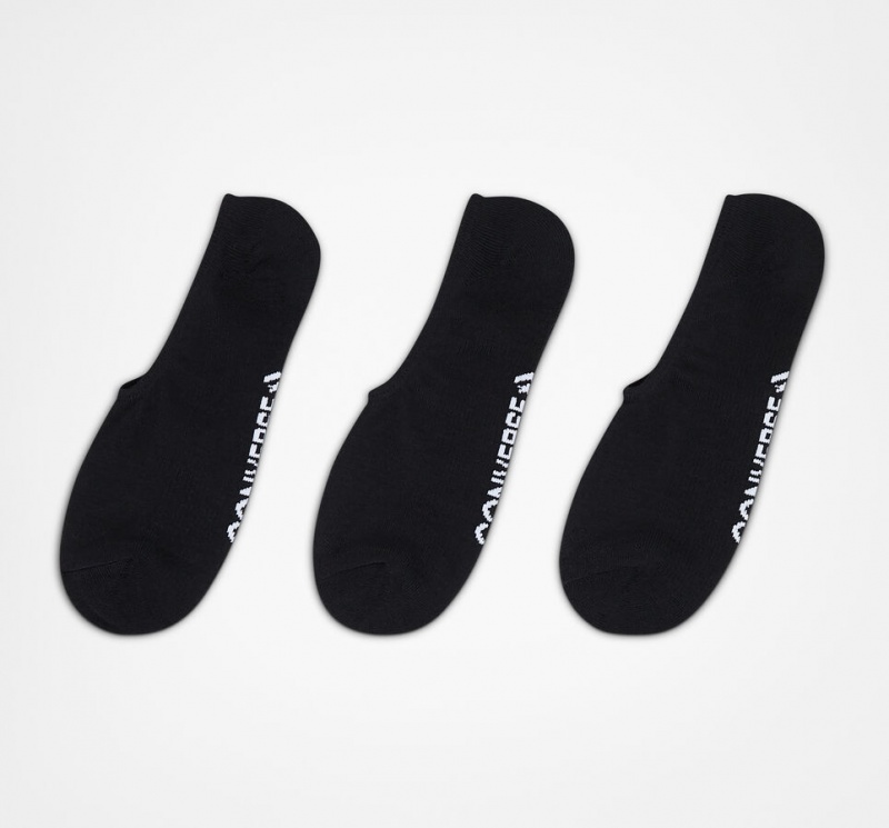 Converse 3-Pack Wordmark Ultra-Low Liner Socks Czarne | 962130-ZRI