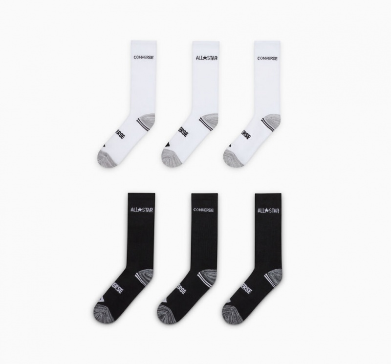 Converse All Star 6-Pack Crew Socks Białe Czarne | 728064-DRA