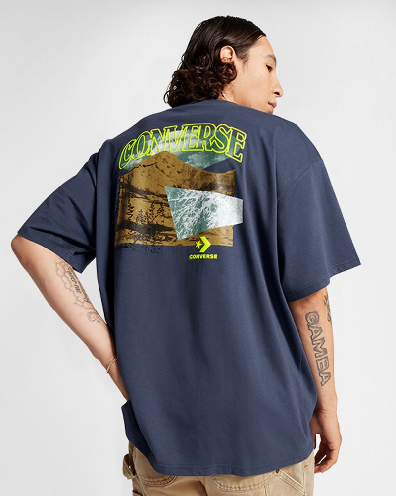 Converse All Star Mountain Remix T-Shirt Niebieskie | 962371-WFE