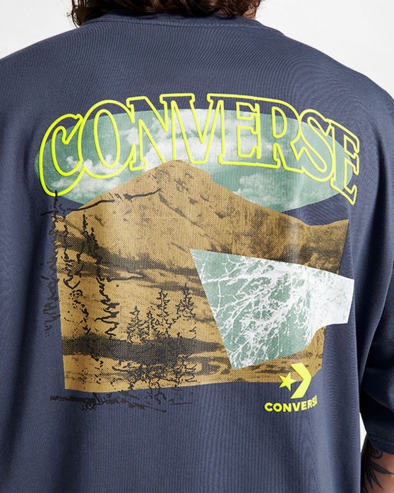 Converse All Star Mountain Remix T-Shirt Niebieskie | 962371-WFE