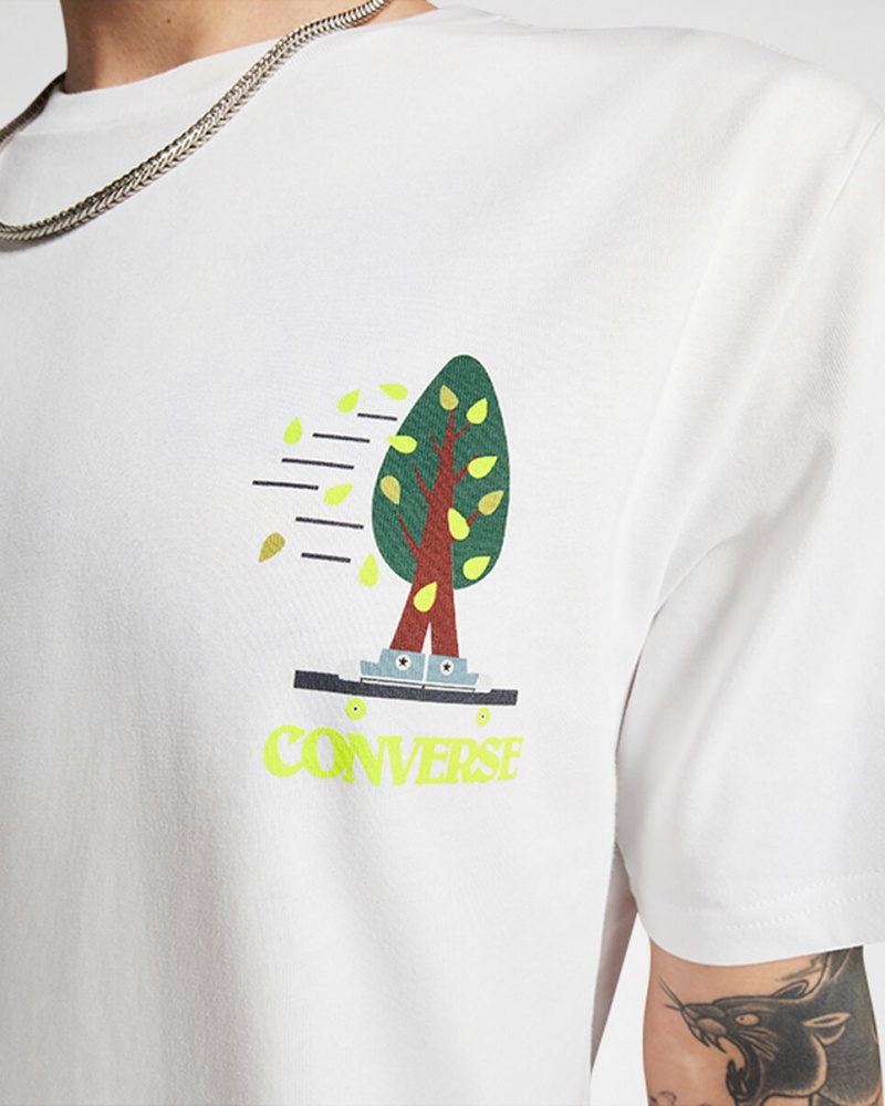 Converse All Star Tree T-shirt Białe | 014875-ECR