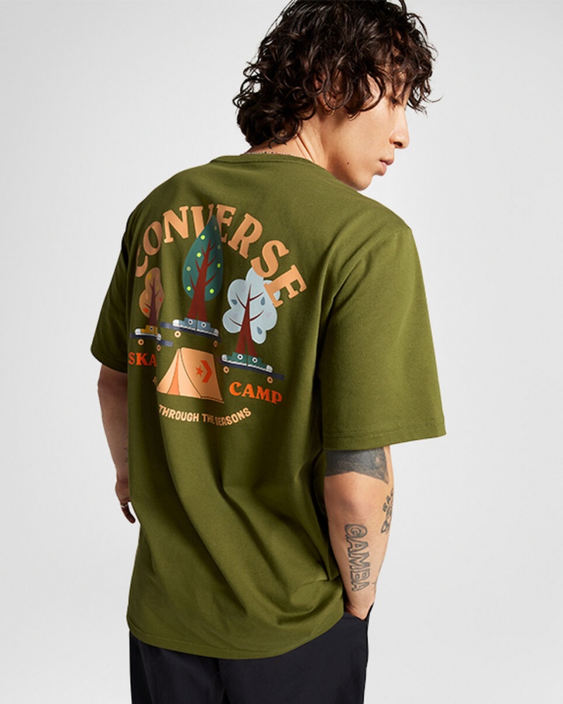 Converse All Star Tree T-shirt Zielone | 987301-MNA