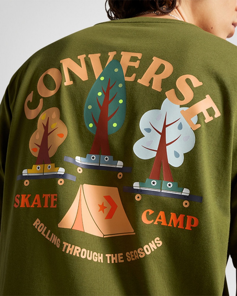 Converse All Star Tree T-shirt Zielone | 987301-MNA