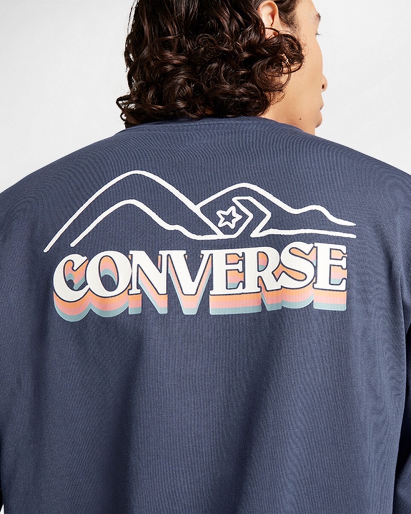 Converse All Star Zimowe Chill Long-Sleeve T-Shirt Niebieskie | 569743-UID