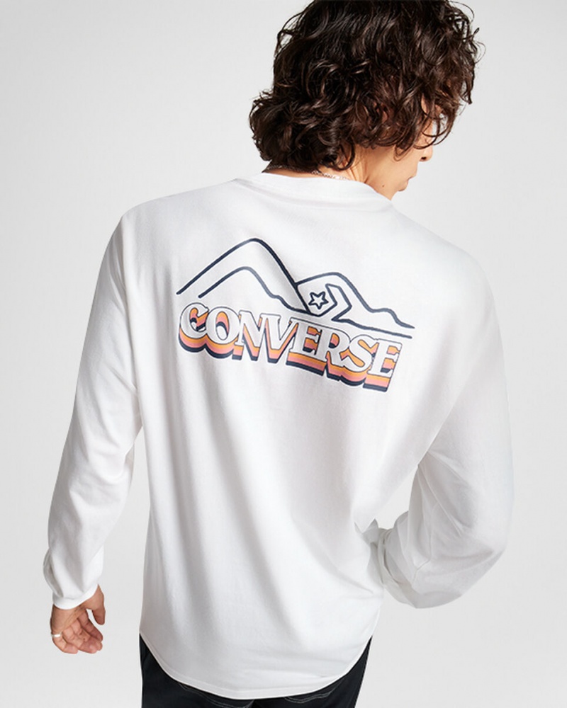 Converse All Star Zimowe Chill Long-Sleeve T-Shirt Białe | 489362-PGH