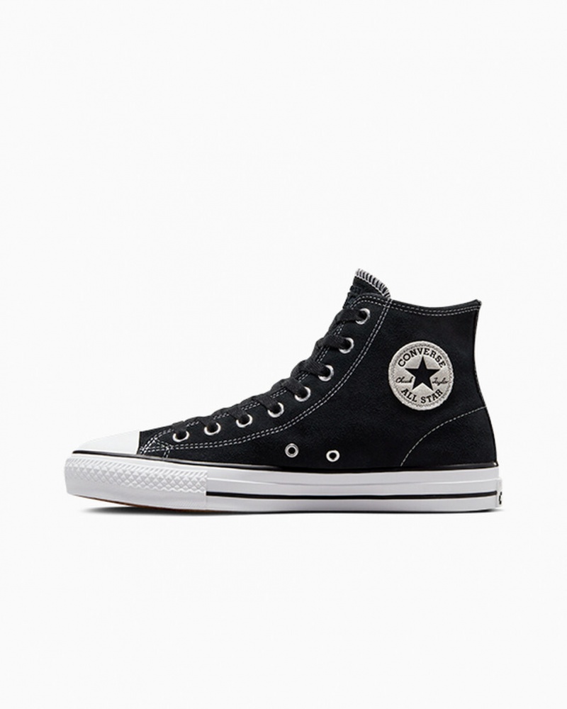 Converse CONS Chuck Taylor All Star Pro Zamszowe Czarne Czarne Białe | 023469-NRW