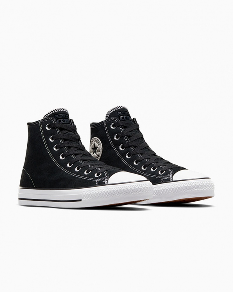 Converse CONS Chuck Taylor All Star Pro Zamszowe Czarne Czarne Białe | 023469-NRW