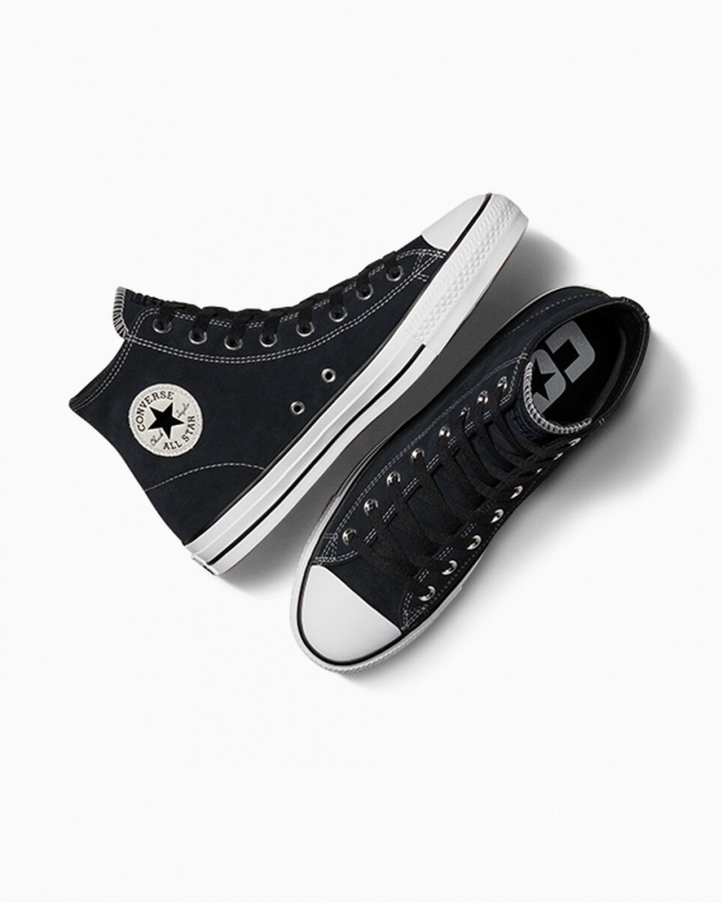 Converse CONS Chuck Taylor All Star Pro Zamszowe Czarne Czarne Białe | 023469-NRW