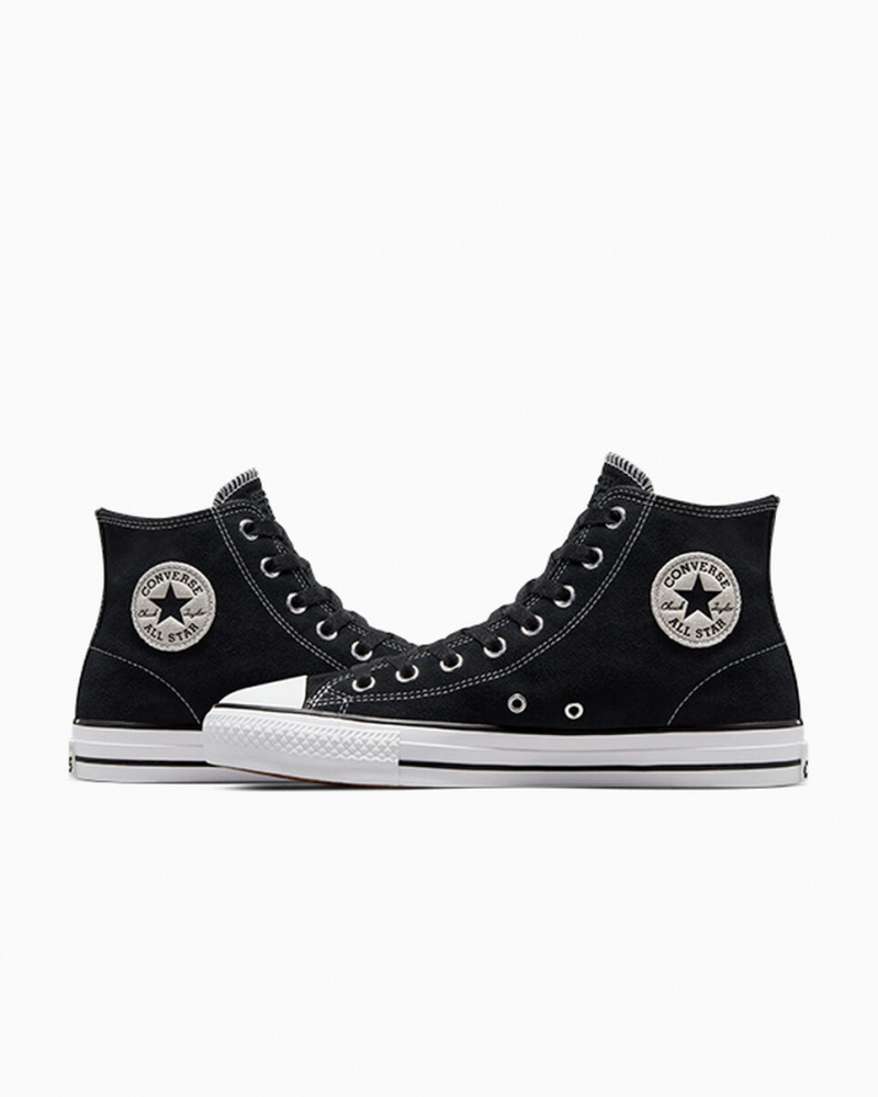 Converse CONS Chuck Taylor All Star Pro Zamszowe Czarne Czarne Białe | 023469-NRW