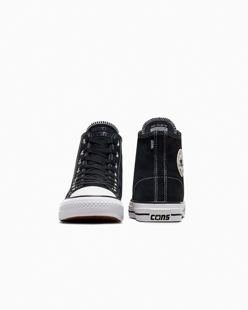 Converse CONS Chuck Taylor All Star Pro Zamszowe Czarne Czarne Białe | 023469-NRW