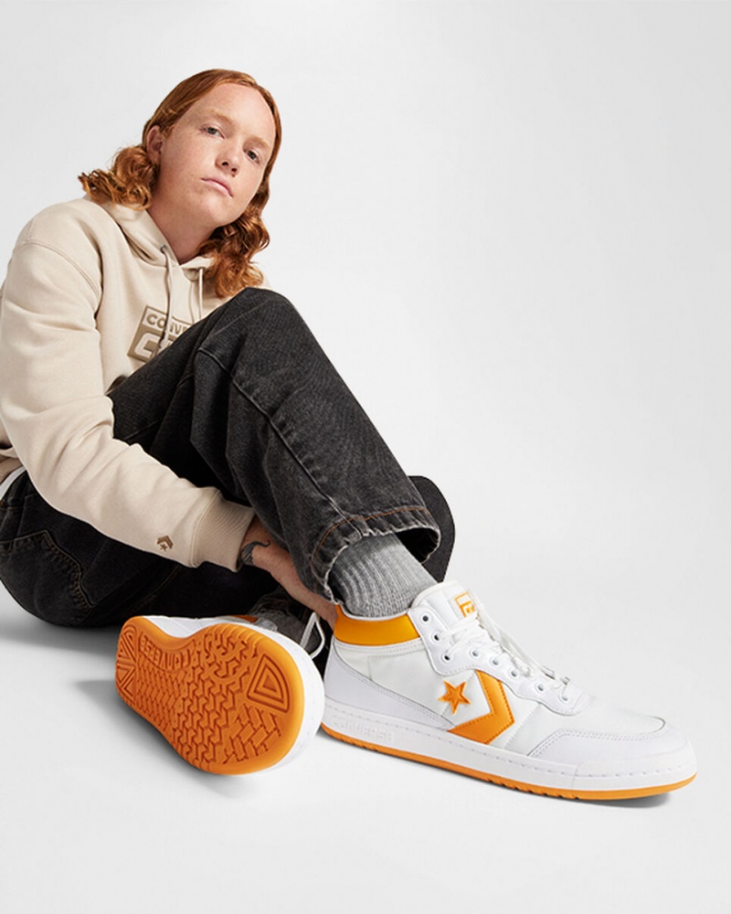 Converse CONS Fastbreak Pro Skórzane Białe Głęboka Żółte Białe | 840759-NBV