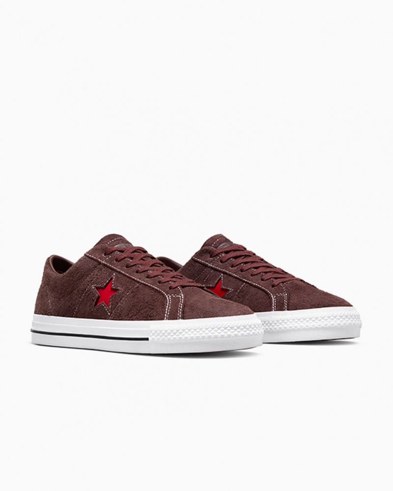 Converse CONS One Star Pro Brązowe Białe Czerwone | 915206-CAQ