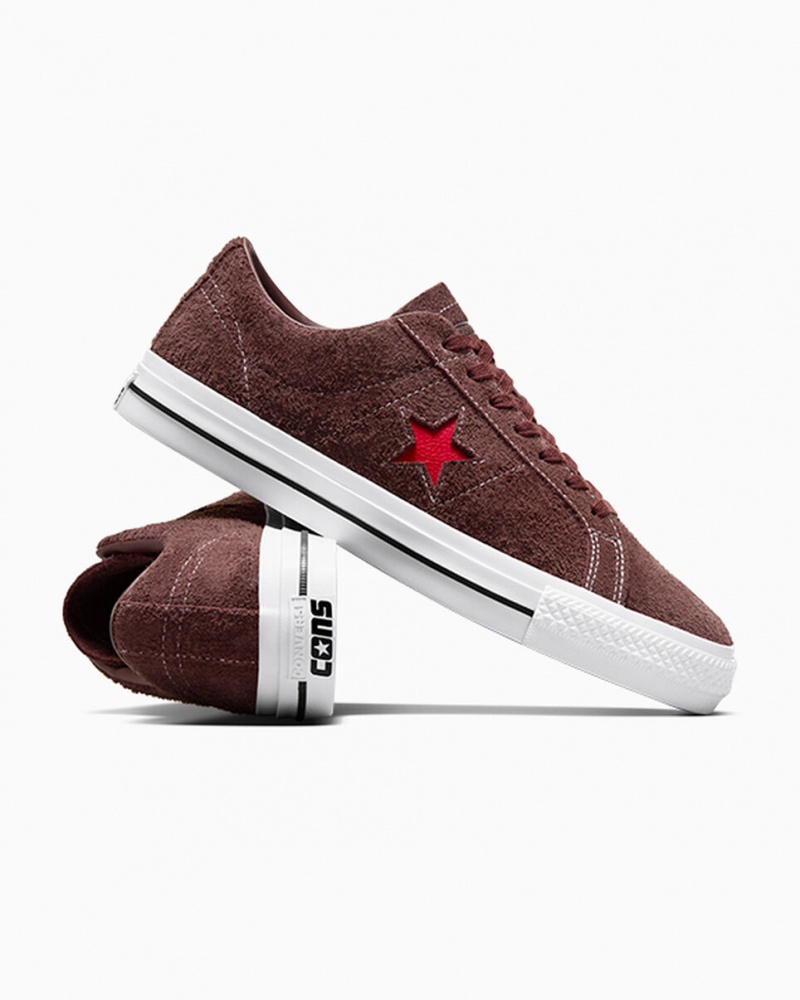 Converse CONS One Star Pro Brązowe Białe Czerwone | 915206-CAQ