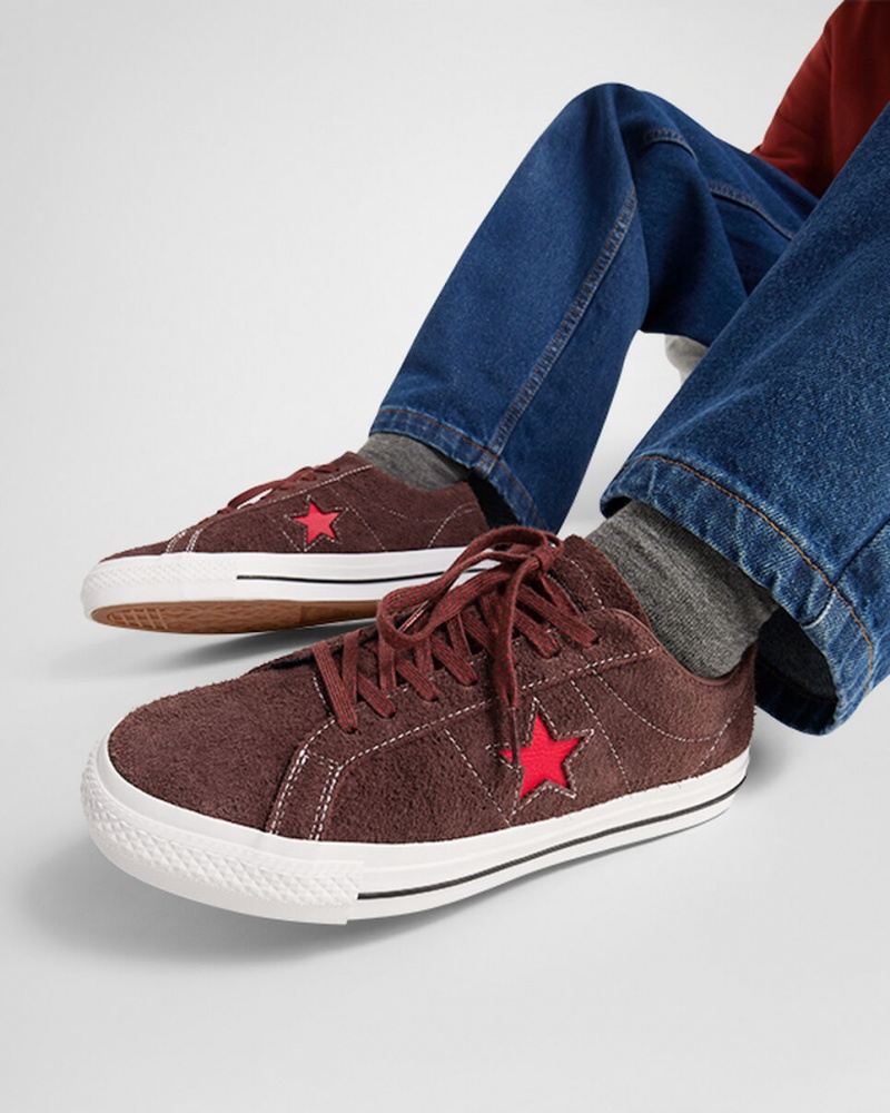 Converse CONS One Star Pro Brązowe Białe Czerwone | 915206-CAQ