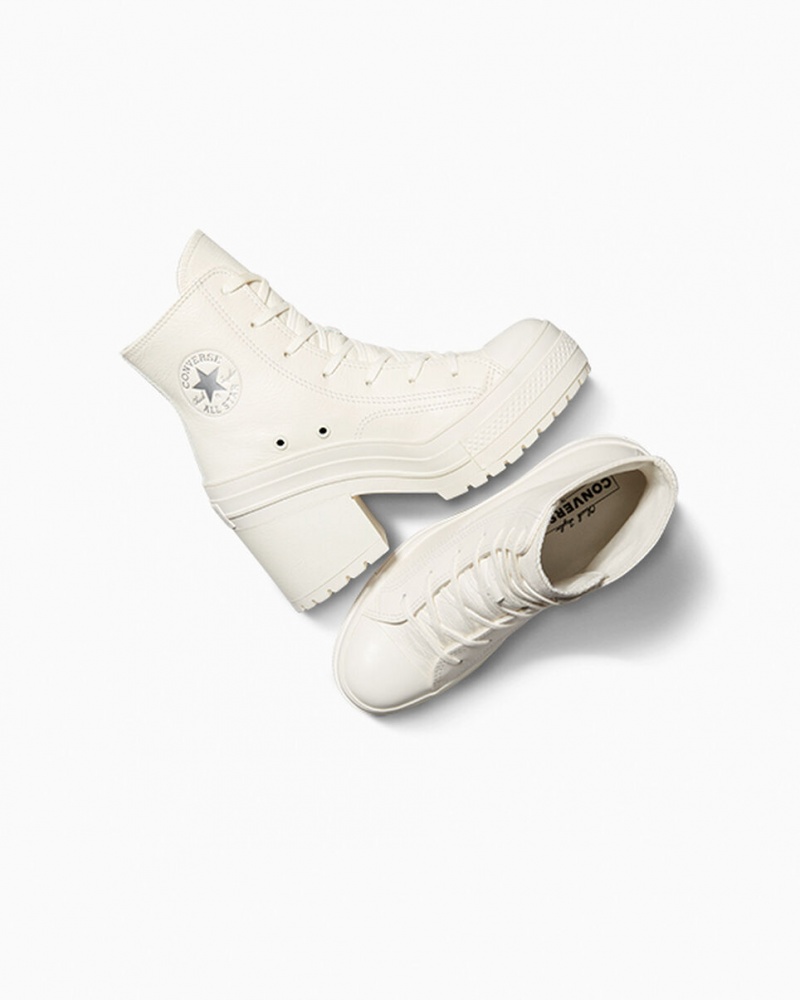 Converse Chuck 70 De Luxe Heel Skórzane Srebrne | 029347-FOQ