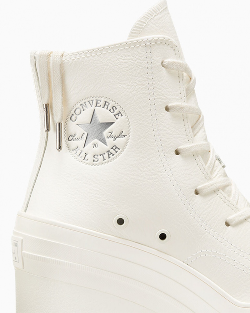 Converse Chuck 70 De Luxe Heel Skórzane Srebrne | 029347-FOQ