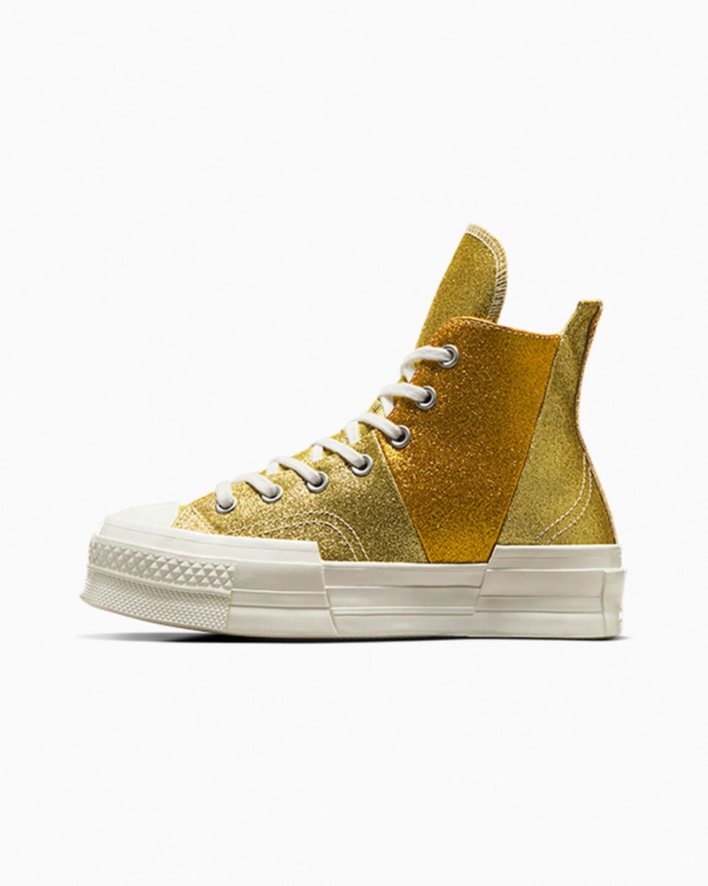 Converse Chuck 70 Plus Glitter Białe Ciemny Złote | 962587-OGW