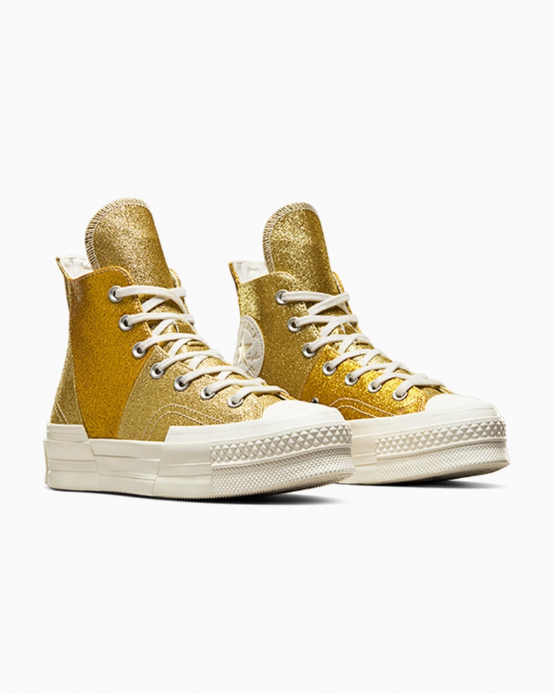 Converse Chuck 70 Plus Glitter Białe Ciemny Złote | 962587-OGW