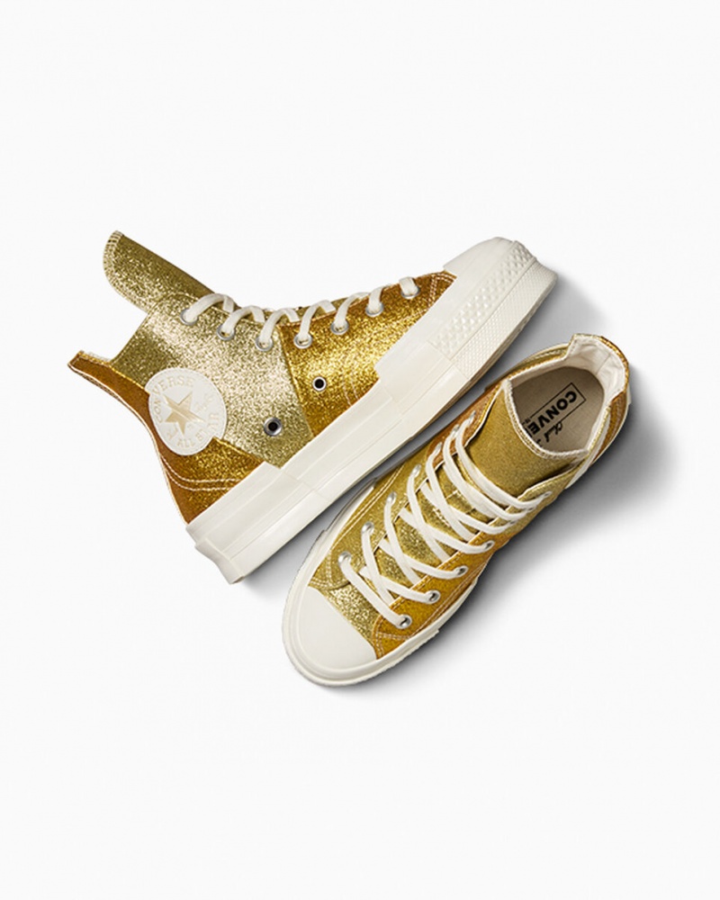 Converse Chuck 70 Plus Glitter Białe Ciemny Złote | 962587-OGW