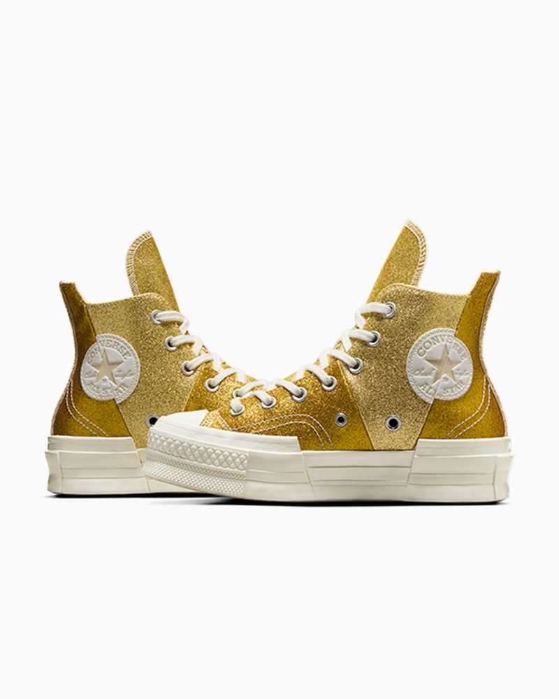 Converse Chuck 70 Plus Glitter Białe Ciemny Złote | 962587-OGW