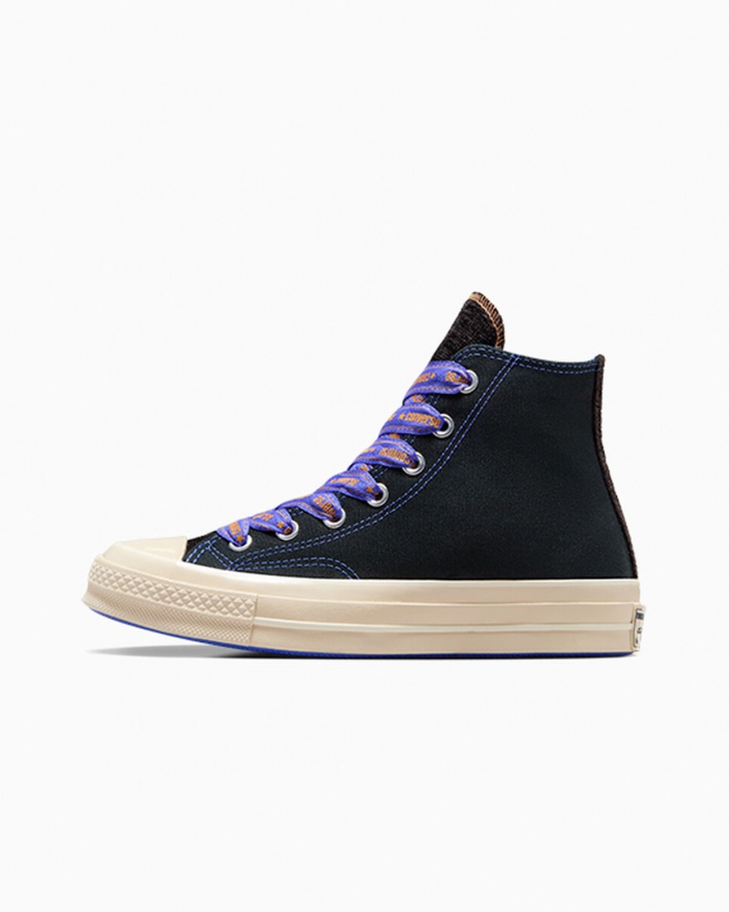 Converse Chuck 70 Ribbon Laces Czarne Niebieskie | 217680-BEV