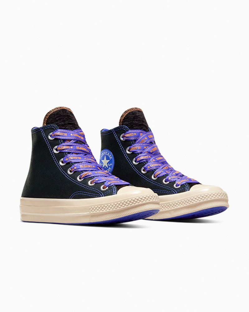 Converse Chuck 70 Ribbon Laces Czarne Niebieskie | 217680-BEV