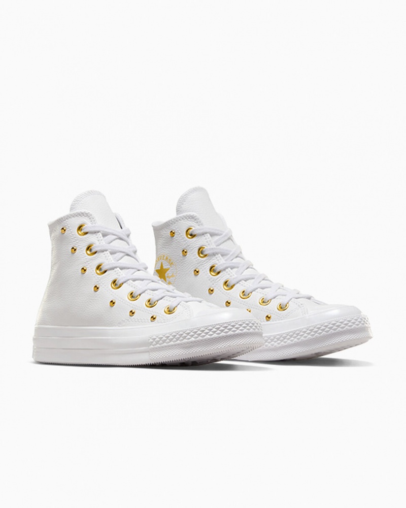 Converse Chuck 70 Star Studded Białe Białe Złote | 075394-GTL